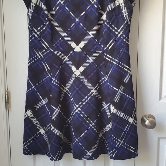 Vince Camuto Plaid Dress Blue Black - Picture 6 of 10